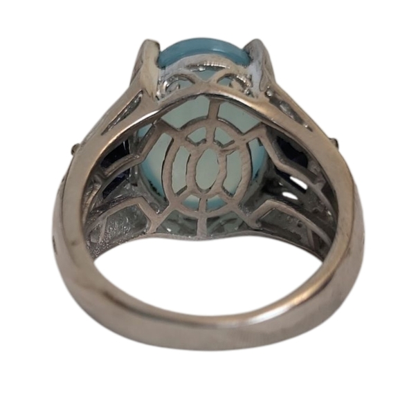 Karis Etched Sterling Silver Blue Cobalt Ring 7 - Picture 2 of 8